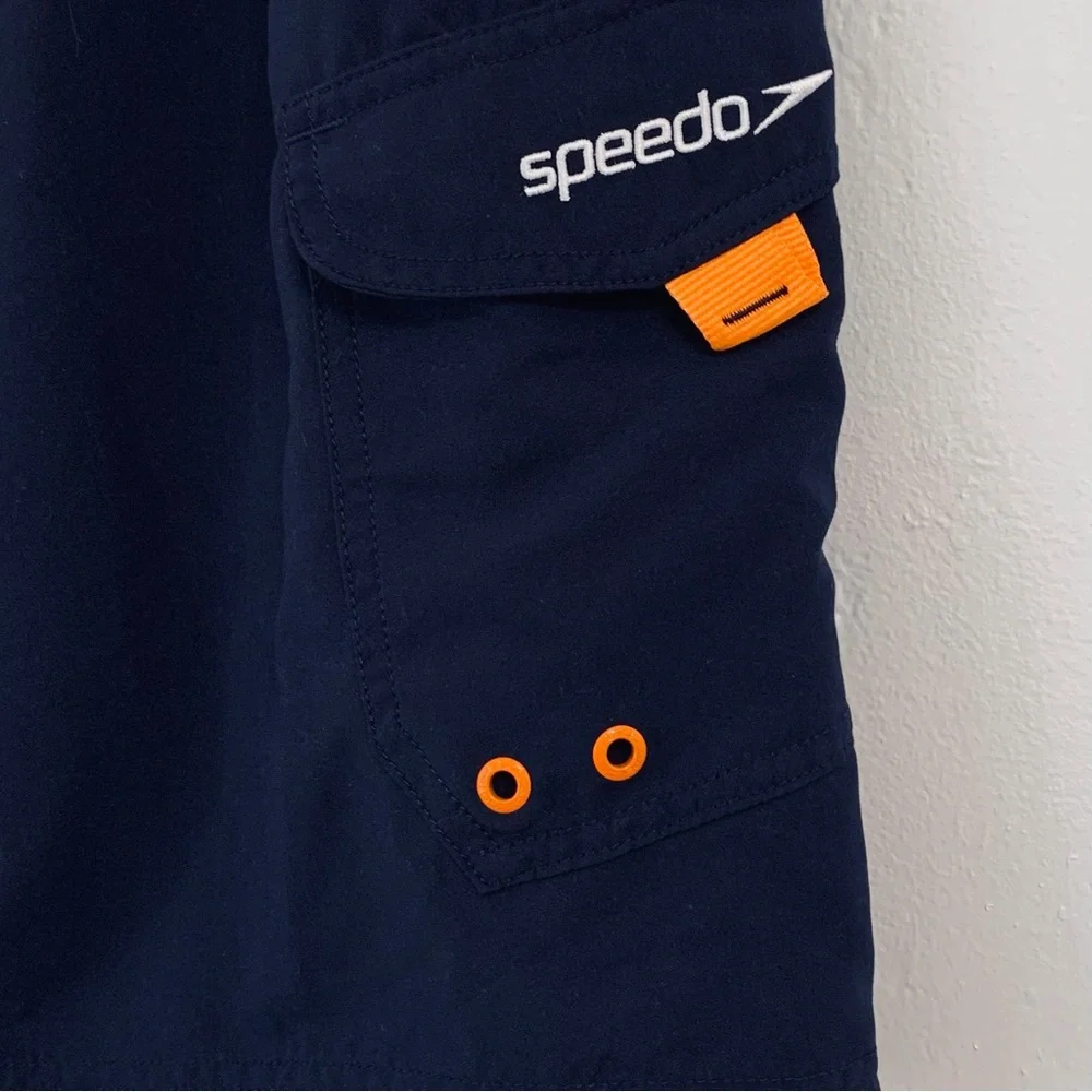 SPEEDO Men’s Navy and Orange Swim Trunks Size XXL